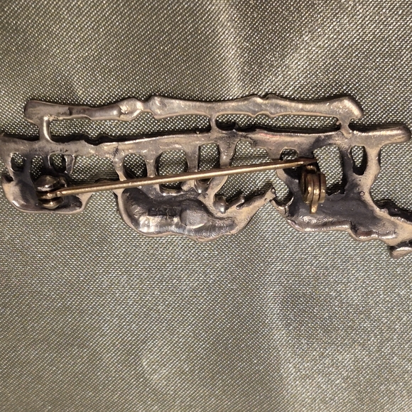 Sterling Slver Three (3l Elephants Trunks Up & Connected Family Brooch 925 Mark - Picture 5 of 6